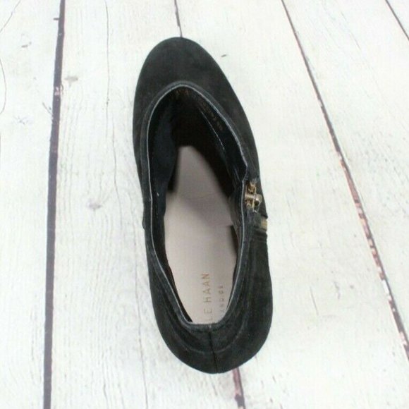 Cole Haan Grand.0S Davenport Black Suede Side Zip Heeled Ankle Boots Size 8 B - Picture 6 of 9